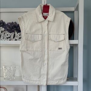 Men's White Denim Sleeveless Vest